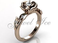 "Enchanted Rose Flower Ring - 14k Rose Gold Beauty and the Beast Rose Flower Ring, Rose Gold Engagement Ring, Best Friend Gift. It is believed that the rose is the most beautiful and ancient flower. It is believed that only because of its beauty, the rose flower still survives on the earth. They are survival because people were so fascinated by the beauty of the rose that they believed that God himself sent the rose from heaven to earth. The meaning of pink roses can stand for femininity, elegan Rose Flower Ring, Beauty And The Beast Rose, Flower Engagement, Enchanted Rose, Flower Engagement Ring, Gold Beauty, Engagement Rings Platinum, Promise Rings For Her, Rose Gold Engagement