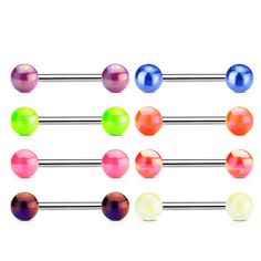 316L Surgical Steel Barbell Bar Size: 14 Gauge (1.6 mm) Bar Length: 5/8" (16 mm) Ball Size: 6 mm Material: 316L Surgical Steel Sold by: 1 Piece Cute Tongue Rings, Circular Barbell, Barbell Piercing, Silver Nose Ring, Labret Studs, Tongue Piercing, Tongue Rings, Body Piercings, Steel Bar