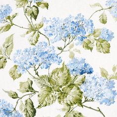 A classic floral with a painterly look, summer hydrangea is beautifully printed on the soft textured cotton-linen ground. Irresistibly charming, this fabulous large-scale pattern plays well with others and works wonderfully for upholstery, window treatments, and pillows. Schumacher Color: Blue Hydrangea Schumacher Summer Hydrangea Fabric - Fabric in Blue Hydrangea | Size 36" L X 54" W | Perigold Hydrangea Fabric, Summer Hydrangea, Hydrangea Blue, Flame Test, Look Summer, Hydrangea Colors, Sandberg Wallpaper, Schumacher Fabric, Scale Pattern