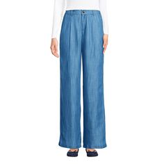 Light, airy and easy to wear, these wide leg pants will be your go-to for achieving the perfect look. The stylish wide leg silhouette will look great dressed down with sneakers and a simple tee, but it also works with heels and a dressier top. What makes these pants extra special? The fabric. A certified compostable and biodegradable fiber, TENCEL™ drapes beautifully and feels luxuriously soft to the touch. Versatile Relaxed Fit Wide Leg Pants, Versatile Full-length Wide Leg Pants, Versatile Wide Leg Full Length Pants For Spring, Relaxed Fit Full Length Wide Leg Pants For Spring, Versatile Wide Leg Cargo Pants With Relaxed Fit, Blue Non-stretch Casual Wide Leg Pants, Blue Relaxed Fit Wide-leg Pants, Non-stretch Denim Blue Wide Leg Pants, Blue Wide-leg Pants With 4-way Stretch