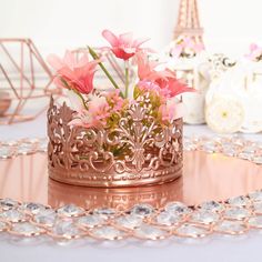 2inch Blush/Rose Gold Metal Princess Crown Cake Topper Wedding Cake Decor Princess Crown Cake Topper, Princess Crown Cake, Crown Centerpiece, Princess Centerpieces, Crown Cake Topper, Crystal Cake Stand, Crown Baby Shower, Rose Gold Cake, Crystal Cake