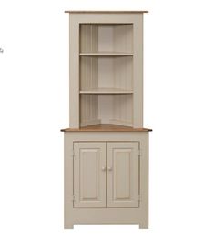 a white bookcase with two doors and drawers