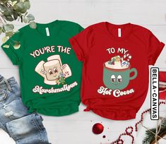 "Funny Matching Couples Christmas Shirt, You're the Marshmallows to My Hot Cocoa Matching Christmas Pajamas, His and Hers Couple Shirts Retro, Cute Couples Matching Christmas Shirts, Husband and Wife Christmas Matching Shirt, Christmas Matching Shirt Gift For Mom Welcome to LunaTeeApparel ☺️ Our shirts are clean, high quality and soft. It is prepared quickly by our boutique Ironing and shipped. Enjoy your shopping It is a pleasure for us to help you with your questions and you can reach us at an Christmas Couple Shirts, Couples Christmas Shirts, Xmas Pjs, Couples Shirts, Funny Matching, Matching Christmas Pajamas, Christmas Matching