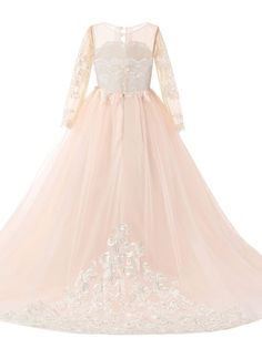 Silhouette Ball Gown Neckline Jewel Hemline/Train With Train Back Details Wedding Dress Functional Buttons Fabric Tulle Embellishment Lace Sleeve Length Long Sleeve Fully Lined Yes Season Spring, Summer, Fall, Winter Weight 0.5kg SKU:FS9287 White Princess Dress For Spring Prom, Long Sleeve Tulle Dress For Pageants, A-line Princess Dress For Wedding, Long Sleeve Tulle Pageant Dress, Tulle Long Sleeve Pageant Dress, Elegant Long Sleeve Ball Gown For Dress-up, Pink Long Sleeve Pageant Dress, Princess Style A-line Wedding Dress, Long Sleeve Princess Pageant Dress For Wedding