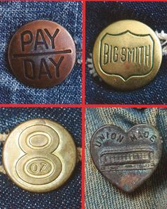 four different types of buttons with the words pay day on them