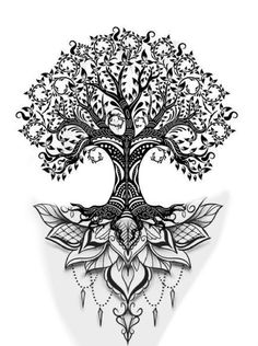 a tree with intricate designs on it