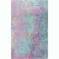 an abstract rug with pink, blue and green colors