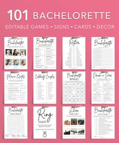 the printable bachelor game is shown on a pink background