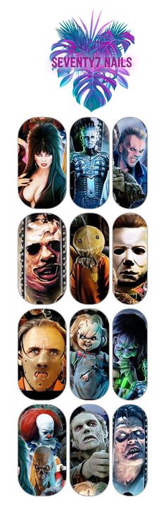 Waterslide Nail Decals - Nightmare – Seventy7 Nail Decals Horror Collage, Bad Nails, Amazing Nail Art, Nail Art Halloween, Horror Collection, Movie Collage, Waterslide Nail Decals, Nail Supplies, Halloween Nail