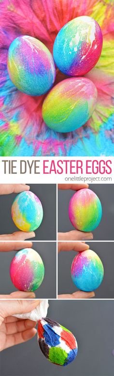 the dye easter eggs are being painted in different colors