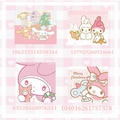 hello kitty wallpapers in pink and white checkerboard with cartoon characters on them