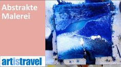 an abstract painting with blue and white colors on the cover of arttravel magazine