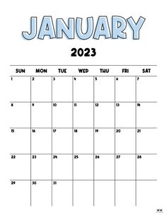 a calendar with the word january in blue and white, on top of it is an image