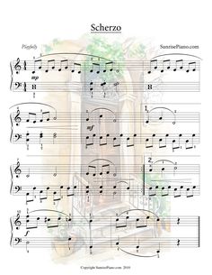 sheet music with the words scherzo on it