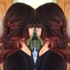 Red ombré Brown Ombre Hair Color, Hair Lightener, Red Balayage Hair, Hair Burgundy, Red Balayage, Brown Ombre Hair, Brown Curls, Hair Color Burgundy