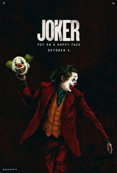 the joker is holding a soccer ball in one hand and wearing a red suit with white teeth