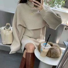 FREE SHIPPING ON ALL ORDERS OVER $50 | 100% SATISFACTION GUARANTEED Click "ADD TO CART" To Get Yours Now | Up To 60% OFF ✨ Keep warm and stylish under the winter darkness in this Two-piece Dress Sets Winter outfit Women Knitted Dress Fleece Set. Made of soft fabric material, lets you feel warm and comfortable. The set from Arimonz has knitted details on the shoulders and neck. A perfect match with your favorite shoes can make you more charming in the cold winter. 📌 The Fabric Is Very Comfortabl Winter White Sweater Dress For Winter, Winter White Long Sleeve Sweater Dress, Beige Knee-length Sweater Dress For Winter, Cream Long Sleeve Sweater Dress For Fall, Cozy Cream Sweater Dress For Fall, Casual Beige Long Sleeve Sweater Dress, Casual Long Sleeve Beige Sweater Dress, Casual Beige Knee-length Sweater, Winter Beige Knitted Sweater Dress