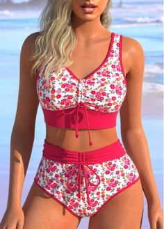 Color:Hot Pink;Size:S;Size:M;Size:L;Size:XL;Size:XXL;Bra Style:Padded;Support:Wire Free;Pad Style:Removable;Strap Style:Adjustable;Package Contents:1 X Bra , 1 X Panty;Occasion:Sport; Pink Ruched Casual Swimwear, Swimwear Suits, Denim Jean Skirt, Ditsy Floral Print, Lovely Tops, Swimwear Bottoms, Trendy Prints, Solid & Striped, Bra Styles