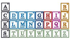 the letters and numbers are arranged in different colors