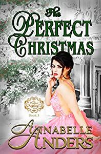 the perfect christmas by annabelle anders book cover with woman in pink dress talking on cell phone