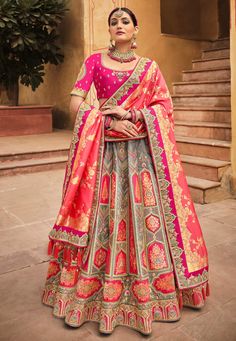 Buy Special Lehenga Party wedding wear dresses Grey silk circular lehenga choli 5007 online in USA, UK and Canada from KollyBollyEthnics.com Sequins Lehenga, Lehenga Choli Designs, Lehenga Bridal, Indian Lehenga Choli, Lengha Choli, Designer Bridal Lehenga, Lehenga Online, Pretty Skirts, Lehenga Choli Online