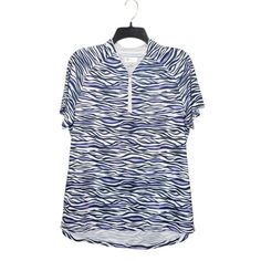 Greg Norman Golf Shirt Womens L Multicolor Polyester Play Dry Zebra Print Zip Greg Norman Golf, Golf Attire, Golf Clothing, Greg Norman, Golf Apparel, Vacation Wear, Golf Outfits Women, Embellished Top, Spring Tops