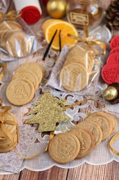 some cookies and other decorations on a table