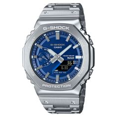 GMB2100AD-2A | G-SHOCK FULL METAL Silver | CASIO Stylish Watches Men, Men's Watches Luxury, Premium Watches, Luxury Watch Brands, Band Design, Luxury Timepieces, Casio G Shock, Hot Sneakers, Full Metal