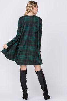 95% Polyester 5% Spandex Side Pockets Small Size Length 34" Patch Cardigan, Plaid Cardigan, Elbow Patch, Cardigan Outfits, Hooded Cardigan, Green Plaid, Hunter Green, A Line Dress, Sweater Dress