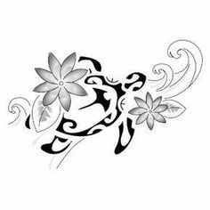 a black and white tattoo design with flowers