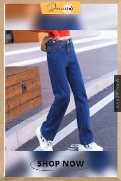 Woman Jeans High Waist Clothes Wide Leg Denim Clothing Blue Streetwear Vintage Quality Fashion Harajuku Straight Pants Casual Non-stretch Straight Jeans, Blue Straight Pants For Fall, Trendy Blue Straight Jeans, Trendy Straight Blue Jeans, Trendy Blue Straight Pants, Woman Jeans, Jeans High Waist, Denim Clothing, Blue Streetwear