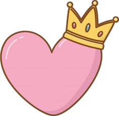 a pink heart with a crown on top