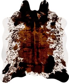 a brown and black animal skin pattern on white background, with dark spots in the center