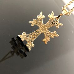 14K Gold Armenian Cross METAL: 14K Yellow Gold, 14K White Gold, or 14K Rose Gold MEASUREMENTS: This cross is 1.8 inches in height (with the bail), and 1 inch in width. DESCRIPTION: This is a handmade Armenian cross pendant. It comes with a 24-inch spiga/wheat chain. It is a beautiful cross! Please contact us for all other chain lengths! FREE SHIPPING ON ALL DOMESTIC ORDERS We will gladly accept your returned merchandise. Customers have 7 days after the date of receipt to return the item. Please Elegant Gold Cross Pendant Jewelry, Gold Hallmarked Necklaces For Baptism, Elegant Yellow Gold Necklace For Baptism, Elegant Hallmarked Jewelry For Baptism, Elegant Yellow Gold Baptism Jewelry, Gold Engraved Jewelry For Baptism, Engraved Elegant Jewelry For Baptism, Elegant Engraved Jewelry For Baptism, Armenian Cross