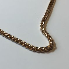 "A great vintage 1980s necklace bright gold color rope chain design. 12\" with 2\" extension closure chain, lobster clasp. Classic elegant and timeless in design, this necklace looks great worn with any neckline. Perfect for any vintage jewelry lover who appreciates these fine vintage pieces. This piece has aged vintage charm, Please zoom onto photos for close inspection." Vintage Necklace With Wheat Chain Link, Vintage Wheat Chain Link Necklace, Vintage Gold Wheat Chain Necklace, Vintage Gold Necklace With Wheat Chain, Gold Necklace With Wheat Chain In Metal, Vintage Gold Rope Chain Jewelry, Vintage Gold Jewelry With Rope Chain, Vintage Gold Curb Chain Necklace, Vintage Gold Plated Adjustable Chain Necklace