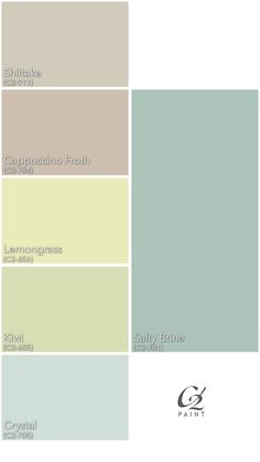 several shades of green, beige and white