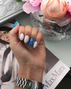 Trendy Nail Designs, Toe Nail Color, Nail Design Ideas, Trendy Nail, Oval Nails, Nails Desing, Perfect Nails, Blue Nails, Nail Manicure