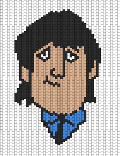 a pixellated image of a man wearing a blue shirt and tie with black hair