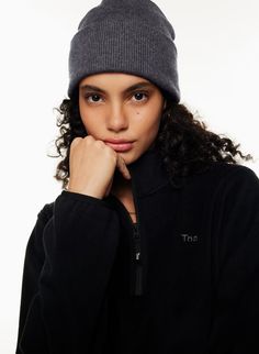 PEAK BEANIE | Aritzia Denim Vans, Orange Shirt, Women's Hats, Pom Beanie, Main Character, Soft Yarn, Zip Sweater, Hat Making, Baseball Caps