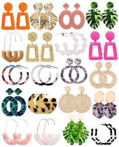 PRICES MAY VARY. PACKAGE - Nice statement earrings set, including 3 different shapes rattan earrings, 3 geometric-shaped hot pink earrings and 14 pairs mottled acrylic set in different styles and colors,unique and chic, enough quantity and styles for your daily wear and match with different outfits and occasions. FASHIONABLE EARRINGS BULK - these women's bohemian earrings are a fashion trend in the jewelry accessories nowadays, rattan and acrylic are enduring element, match with different clothe Rattan Earrings, Hot Pink Earrings, Resin Acrylic, Acrylic Set, Tassels Fashion, Hook Design, Earrings Bohemian, Summer Earring, Fashion Jewelry Earrings