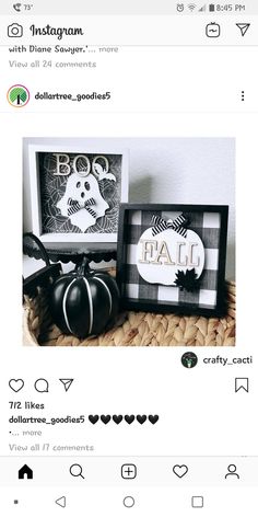 an instagram page with halloween decorations on it