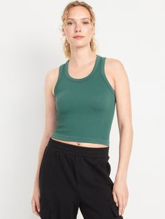 scoop neck sleeveless fitted hits at waist provides light support for a-c cups models are approx.  5'9" and wear sizes s (4), l (12), and xl (18)machine wash according to the care instruction label Green Scoop Neck Tank Top For Everyday, Ribbed Sleeveless Top With Medium Support, Basic Fitted Ribbed Tank Top, Basic Ribbed Fitted Tank Top, Everyday Green Scoop Neck Tank Top, Spring Medium Support Tank Top With Scoop Neck, Fitted Ribbed Camisole Tank Top, Seamless Scoop Neck Tank Top With Medium Support, Seamless Medium Support Scoop Neck Tank Top