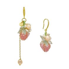 These earrings are meticulously handcrafted in our London studio. Each earring features a charming beaded strawberry adorned with a single baroque pink pearl, adding a touch of elegance to the playful design. The earrings are intentionally made with varying lengths to create a striking visual impact. Perfect for those who embrace sweetness and charm in their style, these earrings are a delightful addition to any jewelry collection. Red selection here Details: Composition: 925 silver/gold-plated brass/pearl/glass Avoid exposure to harsh chemicals, such as perfume, hairspray, and cleaning agents. Store your metal jewelry in a dry and cool place to prevent tarnishing. Use a soft cloth to gently clean your jewelry after each wear to remove dirt and sweat. If your jewelry becomes tarnished, use Beaded Strawberry, Watermelon Quartz, Nice Jewelry, Pink Strawberry, Pearl Dangle Earrings, August Birthstone Jewelry, July Birthstone Jewelry, Zodiac Jewelry, Charm Making