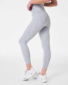 An active legging that makes all your low-impact workouts run smoothly. Crafted from buttery-soft and stretchy spacedye fabric that smoothes all over. Our style is designed without a center front seam to eliminate camel toe and a soft, dig-free waistband for added comfort. | Spanx Women's SPANXsmooth Soft and Smooth Spacedye 7/8 Leggings Low Impact Workout, Active Leggings, Camel, Leggings, Fabric