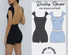 the backless romper sewing pattern is designed to be used for women's clothing