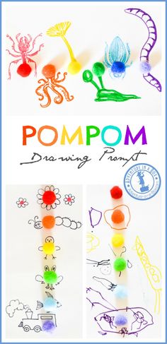 the pompom drawing project is an easy and fun activity for kids