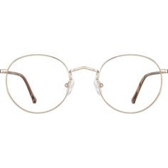 Make a bold simple statement in these chic round glasses. The stainless steel eyeglasses features a pointed bridge and colorful eyeglasses front and temple arms. For added comfort the look has adjustable nose pads and acetate temple tips. | Zenni Round Prescription Eyeglasses Gold Stainless Steel Gold Round Glasses, Artsy Vibe, Round Eyeglasses Frames, Diamond Face Shape, Rim Design, Diamond Face, Zenni Optical, Round Glasses, Round Eyeglasses