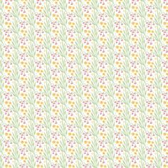 an abstract floral pattern in yellow, pink and green