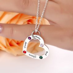 This gorgeous engraved heart necklace with birthstones looks beautiful with just about everything in your closet, and is sure to be a favorite. Whether you're looking for a personalized anniversary gift, a special Valentine's day gift, or a Mother's day gift that shows your loved ones how special they are to you, an engraved necklace is certain to please.Chain Type: Width: 21 mmHeight: 23 mmThickness: 1.2 mmMaterial: Plating Color: Silver Personalized Birthstone Necklace For Mom For Valentine's Day, Personalized Birthstone Necklace For Valentine's Day Gift, Personalized Birthstone Necklace For Mom On Valentine's Day, Sterling Silver Name Necklace With Birthstone For Mother's Day, Mother’s Day Sterling Silver Birthstone Name Necklace, Personalized Heart Pendant Birthstone Necklace As A Gift, Mother's Day Sterling Silver Birthstone Name Necklace, Sterling Silver Birthstone Name Necklace For Mother's Day, Valentine's Day Personalized Birthstone Pendant Necklace