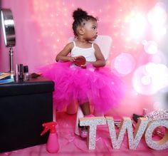 Second Birthday Photo Shoot, 2nd Birthday Photo Shoot Ideas, Second Birthday Photos, Toddler Makeup, Pink Birthday Theme, Black Baby Girl Hairstyles, Toddler Birthday Outfit, Makeup Shoot, 2nd Birthday Photos